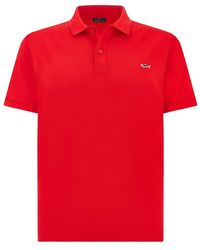 Paul & Shark - Double Piqué Cotton Polo Shirt With Shark Embroidery - Lyst
