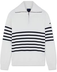 Paul & Shark - Maglia Mezza Zip A Collo Alto Oversize Con Motivo A Righe, Uomo, Bianco - Lyst