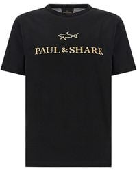 Paul & Shark - Double Mercerised Cotton Jersey T-Shirt With Embroidered Logo - Lyst