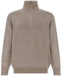 Paul & Shark - Tech Wool Half Zip Sweater, Cobblestone - Lyst