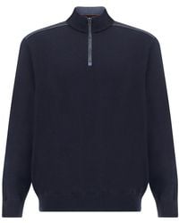 Paul & Shark - Wool Half-Zip Sweater With Typhoon Platinum Details - Lyst