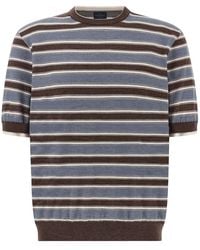 Paul & Shark - Striped Wool And Silk Sweater With Double Collar - Lyst