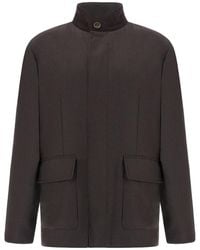 Paul & Shark - Wool Field Jacket With Suede Details - Lyst
