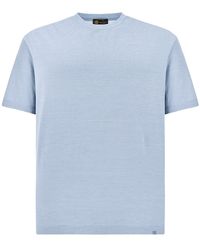 Paul & Shark - Silk And Cotton T-Shirt With Micro Stripe Pattern - Lyst