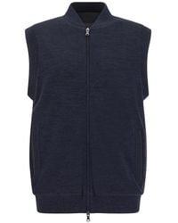 Paul & Shark - 140's Superfine Merino Wool Gilet With Typhoon Platinum Details - Lyst
