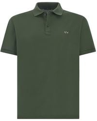 Paul & Shark - Double Piqué Cotton Polo Shirt With Shark Embroidery - Lyst