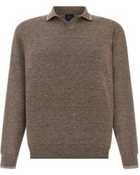 Paul & Shark - Open Collar Wool And Linen Polo - Lyst
