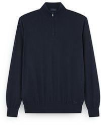 Paul & Shark - Ultrafine Merino Wool Half-Zip Sweater With Shark Embroidery - Lyst
