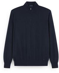 Paul & Shark - Ultrafine Merino Wool Half-Zip Sweater With Shark Embroidery - Lyst