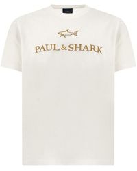Paul & Shark - Double Mercerised Cotton Jersey T-Shirt With Embroidered Logo - Lyst