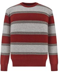 Paul & Shark - Wool And Cashmere Crewneck Sweater With Striped Pattern - Lyst