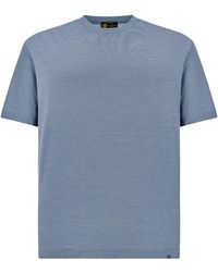 Paul & Shark - Silk And Cotton T-Shirt With Micro Stripe Pattern - Lyst