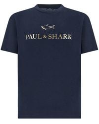 Paul & Shark - Light Cotton Jersey T-Shirt With Print - Lyst