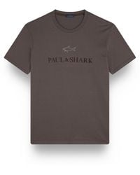 Paul & Shark - Cotton Jersey T-Shirt With Logo Print - Lyst