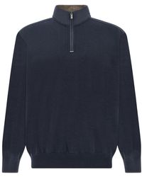 Paul & Shark - Riviera Metal Shark Fin Merino Extrafine Half Zip Sweater - Lyst