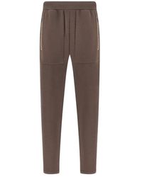 Paul & Shark - Supima Cotton Trousers With Alcantara Details - Lyst