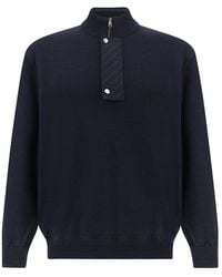Paul & Shark - Half-Zip Wool Sweater With Pinstriped Wool Insert - Lyst