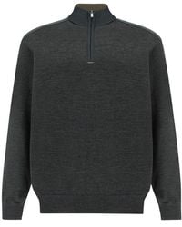 Paul & Shark - Nelson Summer Wool Half-Zip Sweater With Wool And Silk Inserts - Lyst