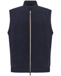 Paul & Shark - 140's Superfine Merino Wool Gilet With Typhoon Platinum Details - Lyst