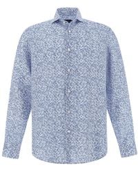 Paul & Shark - Linen Shirt With Geometric Watercolor Pattern - Lyst