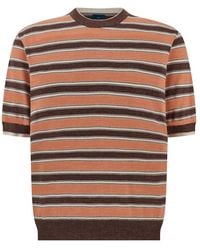 Paul & Shark - Striped Wool And Silk Sweater With Double Collar - Lyst
