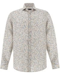 Paul & Shark - Linen Shirt With Geometric Watercolor Pattern - Lyst