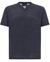 Paul & Shark - Pure Linen Jersey Open Collar T-Shirt - Lyst