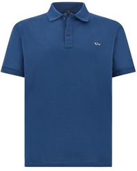 Paul & Shark - Double Piqué Cotton Polo Shirt With Shark Embroidery - Lyst