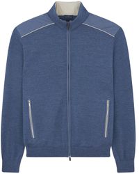 Paul & Shark - Soft Cool Touch Wool Zip-Up Sweater With Typhoon Platinum Details - Lyst