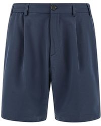 Paul & Shark - Seersucker Bermuda Shorts With Front Pleats - Lyst