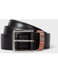 Paul Smith - Black Leather Belt With 'signature Stripe' Keeper - Lyst