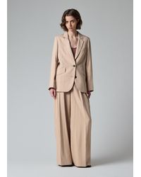 Paul Smith - Sand Pinstripe Wide Leg Trousers - Lyst