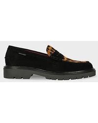 Paul Smith - 'Bolzano' Leopard Panel Detail Suede Loafers - Lyst