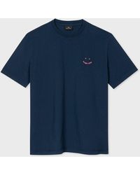 PS by Paul Smith - Navy Cotton 'happy' T-shirt Blue - Lyst