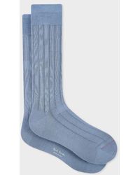 Paul Smith - Light Mercerised Cotton-Blend Ribbed Socks - Lyst