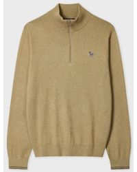 Paul Smith - Camel Cotton-Blend Zebra Logo Half Zip Sweater - Lyst
