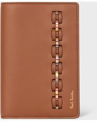 Paul Smith - Tan Woven 'signature Stripe' Calf Leather Passport Cover Wallet Brown - Lyst