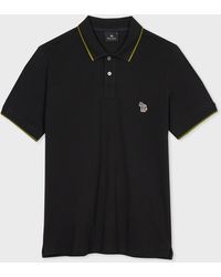 PS by Paul Smith - Slim-fit Black Zebra Logo Polo Shirt With Green Tipping - Lyst