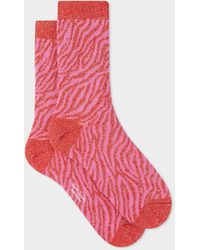 Paul Smith - Women's Pink Glitter Zebra Socks - Lyst