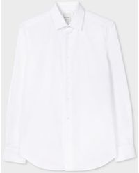 Paul Smith - Men's Slim-fit White Poplin Cotton Shirt With 'artist Stripe' Cuff Lining - Lyst