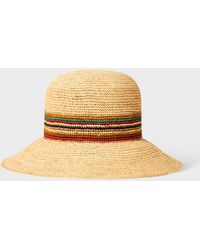 Paul Smith - Straw 'signature Stripe' Sun Hat Brown - Lyst