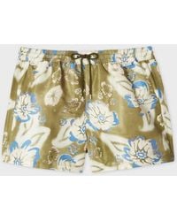 Paul Smith - Khaki 'Riso Floral' Print Swim Shorts - Lyst