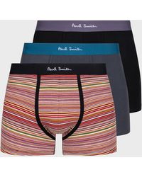 Paul Smith - Signature Stripe And Plain Boxer Shorts Three Pack Multicolour - Lyst
