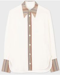 Paul Smith - Ivory Silk 'signature Stripe' Long-sleeve Shirt - Lyst