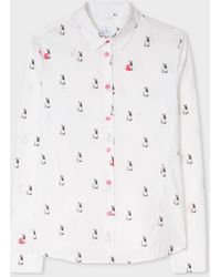 Paul Smith Slim-fit White 'rabbit Scribble' Print Shirt