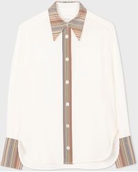 Paul Smith - Ivory Silk 'signature Stripe' Long-sleeve Shirt - Lyst