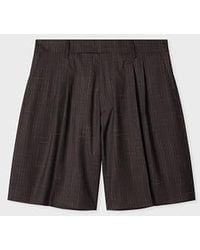 Paul Smith - Aubergine Wool Check Pleated Shorts - Lyst