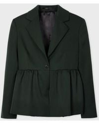 Paul Smith - Dark Wool Gabardine Peplum Jacket - Lyst