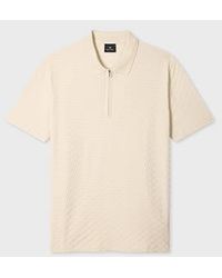 Paul Smith - Ecru Textured Cotton Zip-Neck Polo Shirt - Lyst