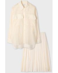 Paul Smith - Ecru Cotton-Silk Organza Shirt And Skirt Co-Ord - Lyst
